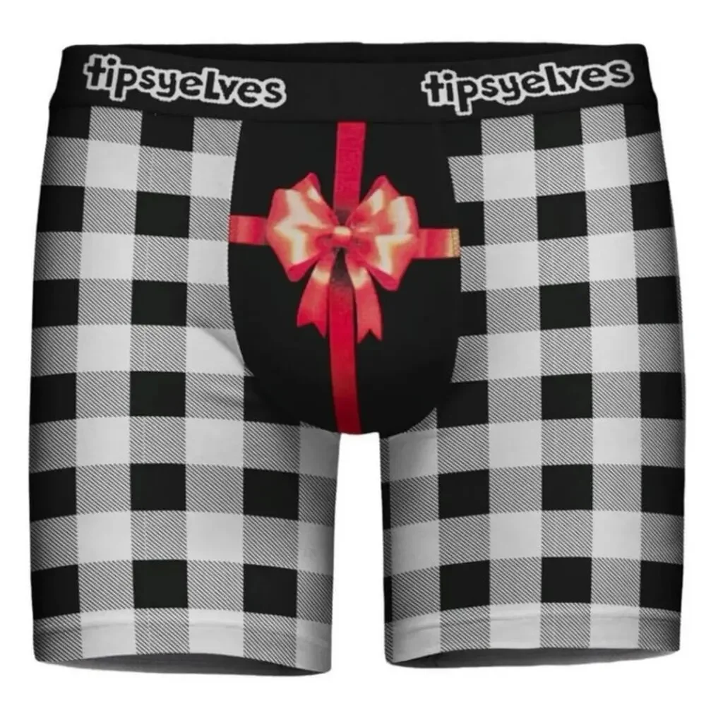 NEW Tipsy Elves Men’s Gift Wrapped Boxer Briefs Funny‎ Holiday Underwear